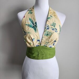 Reversible Halter Crop Top Tie Back Sleeveless Backless Festival Vacation Beach